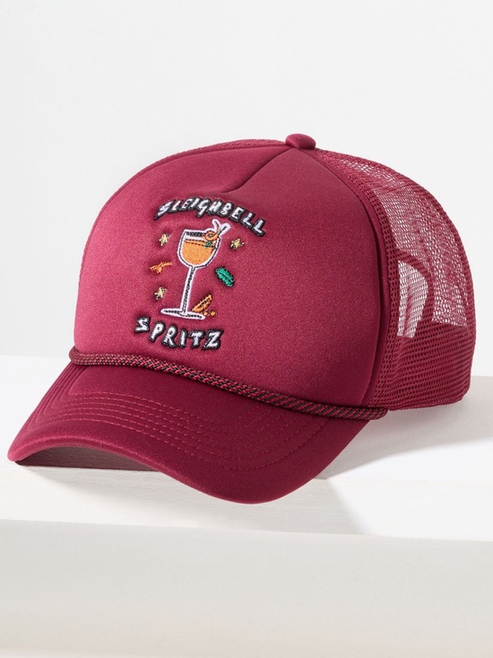 Anthropologie Accessories - 🎄Anthropologie Trucker Hat Sleighbell Spritz Maroon Cocktail Nephthys Foster
